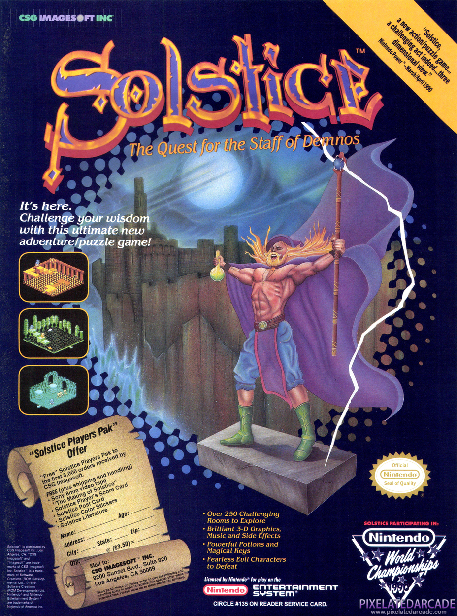 Solstice: The Quest for the Staff of Demnos Advertisement: August 1990 magazine ad