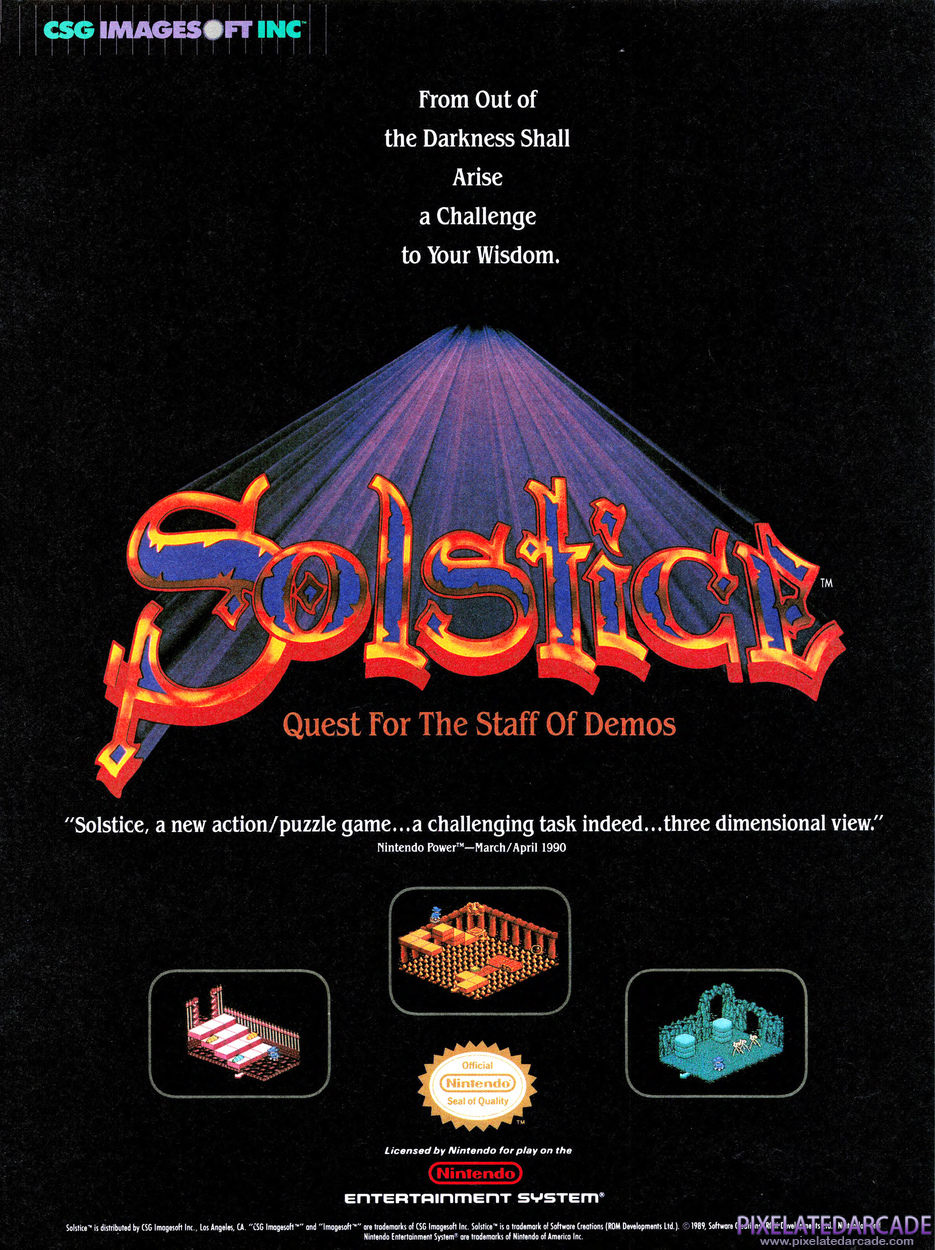 Solstice: The Quest for the Staff of Demnos Advertisement: Summer 1990 magazine ad