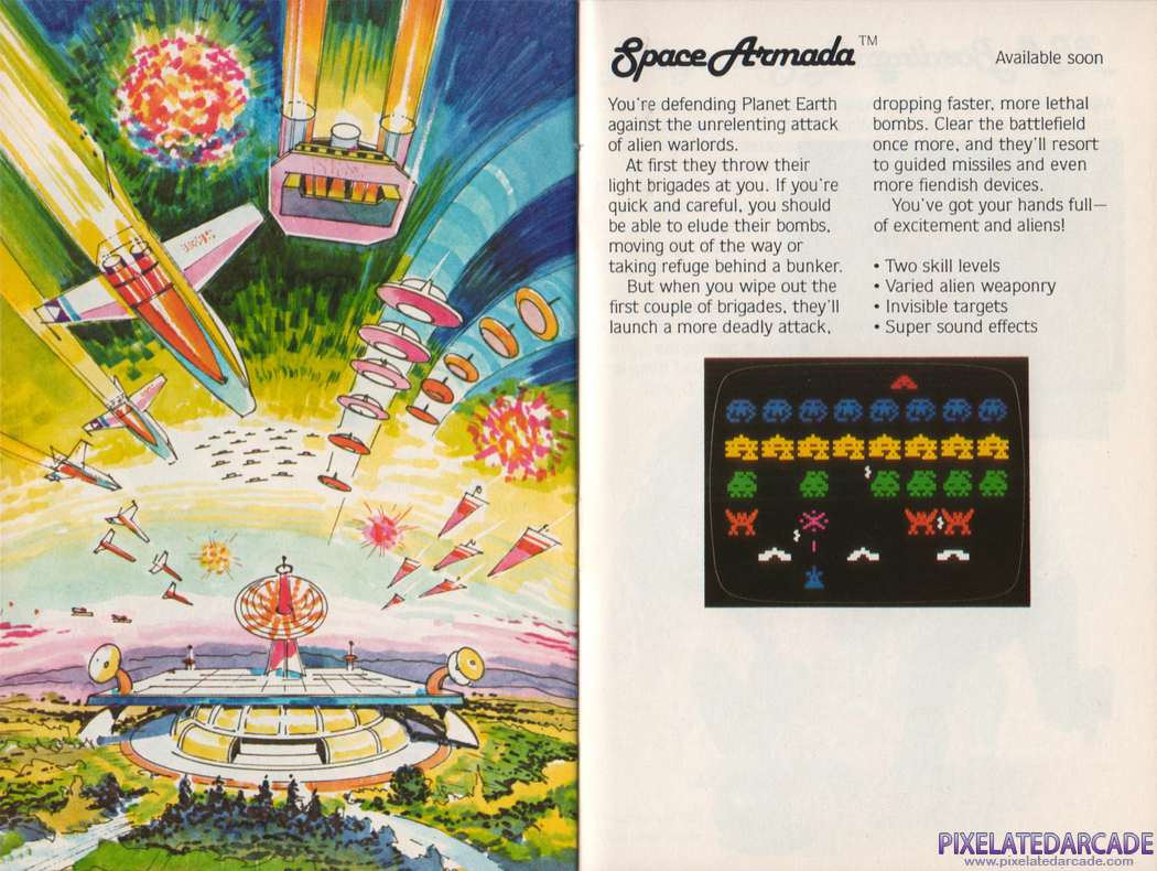 Space Armada Advertisement: Space Armada (Coming Soon) in the Mattel Electronics product catalog