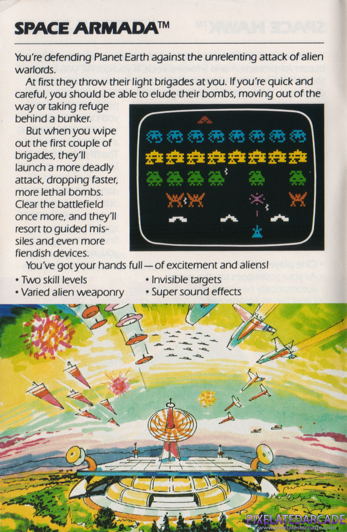 Space Armada Advertisement: Space Armada in the Mattel Electronics product catalog