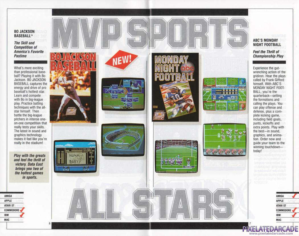ABC Monday Night Football Advertisement: Data East 1990 product catalog