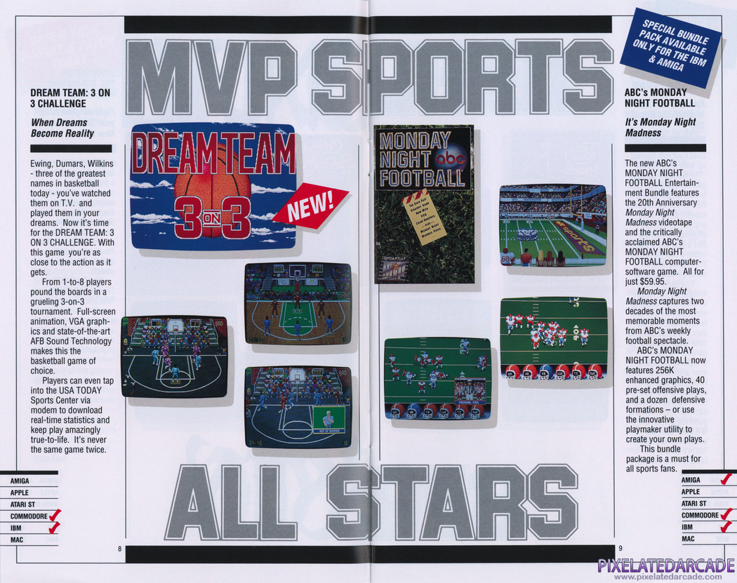 ABC Monday Night Football Advertisement: Data East 1991 product catalog