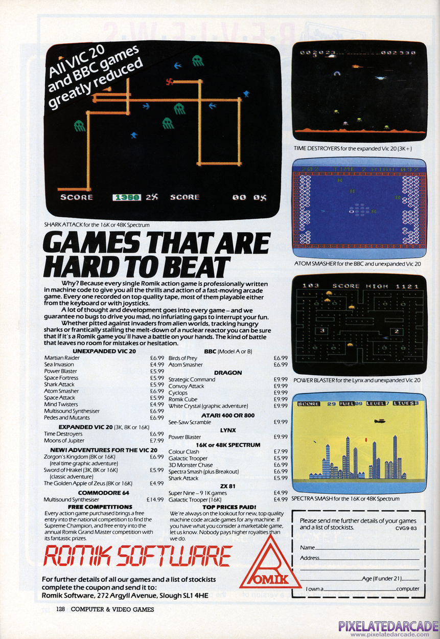 Zorgon's Kingdom Advertisement: Romik Software September 1983 magazine ad