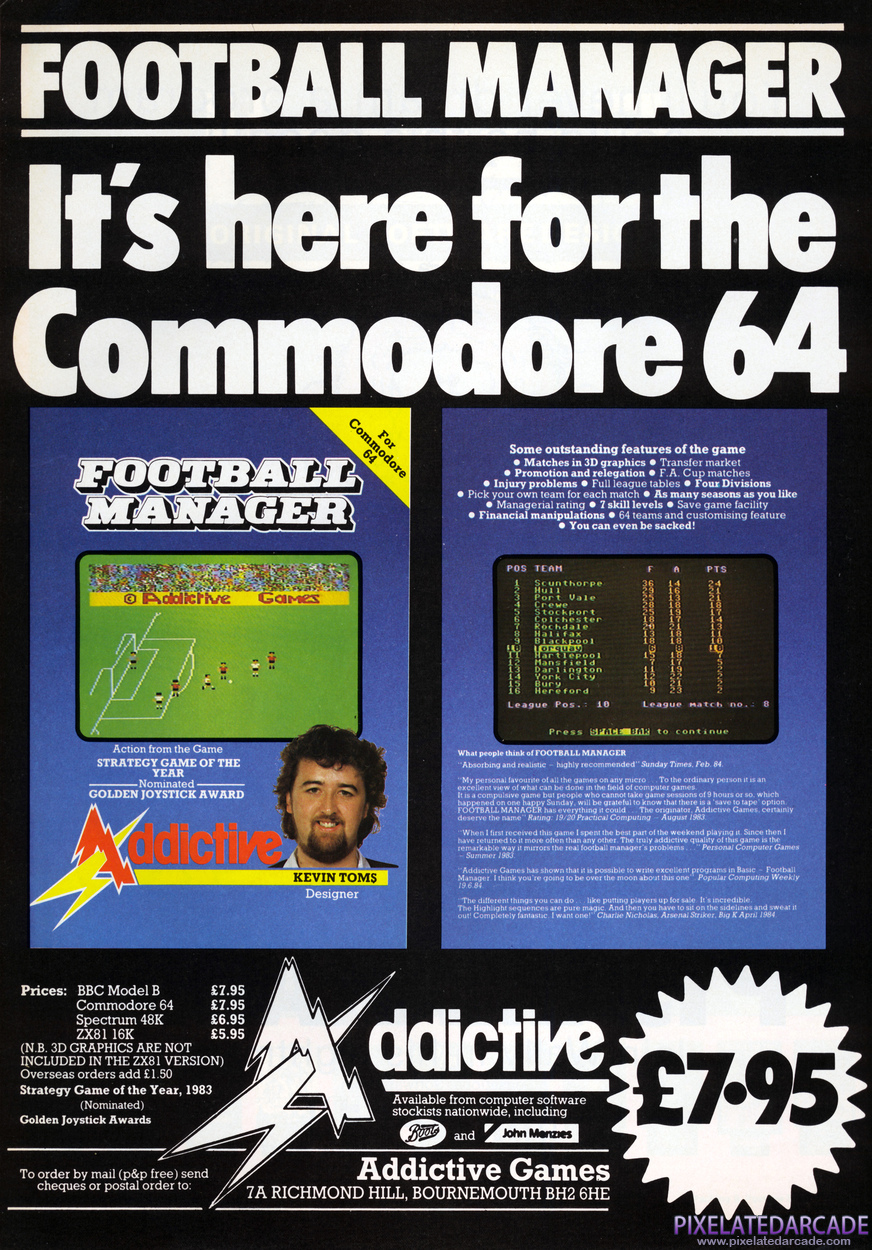 Football Manager Advertisement: October 1984 magazine ad