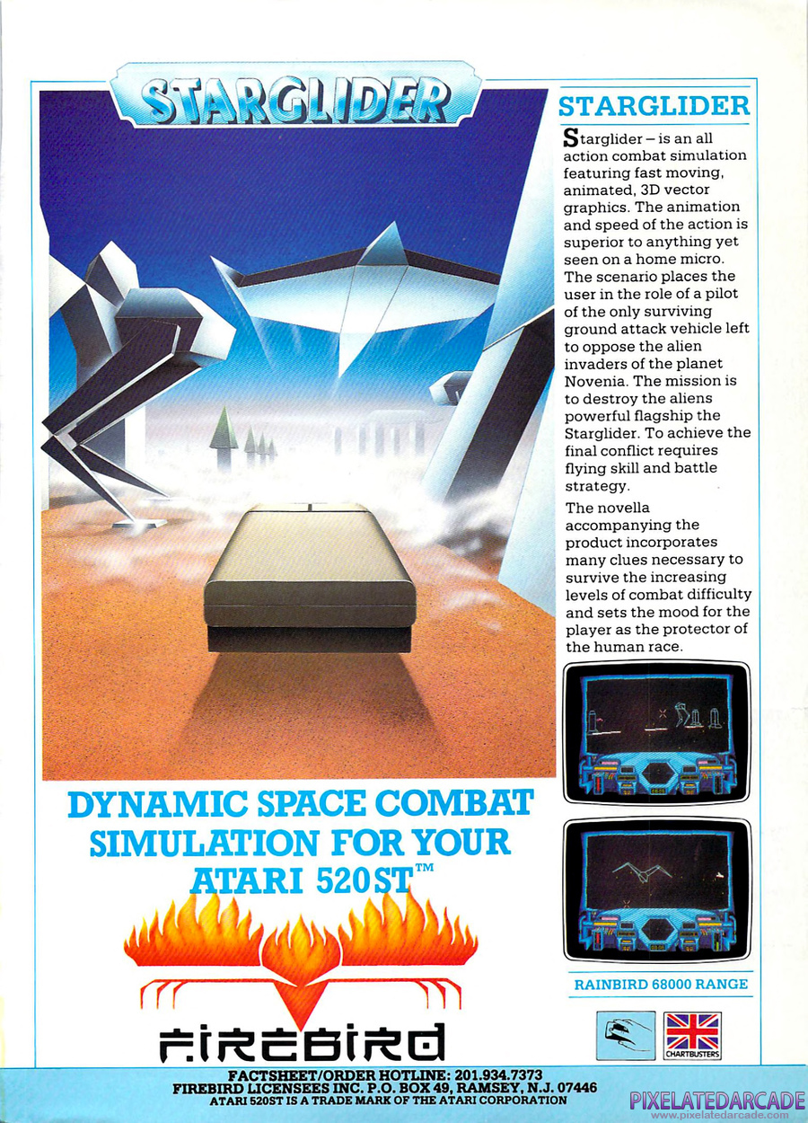 Starglider Advertisement: February 1987 magazine ad
