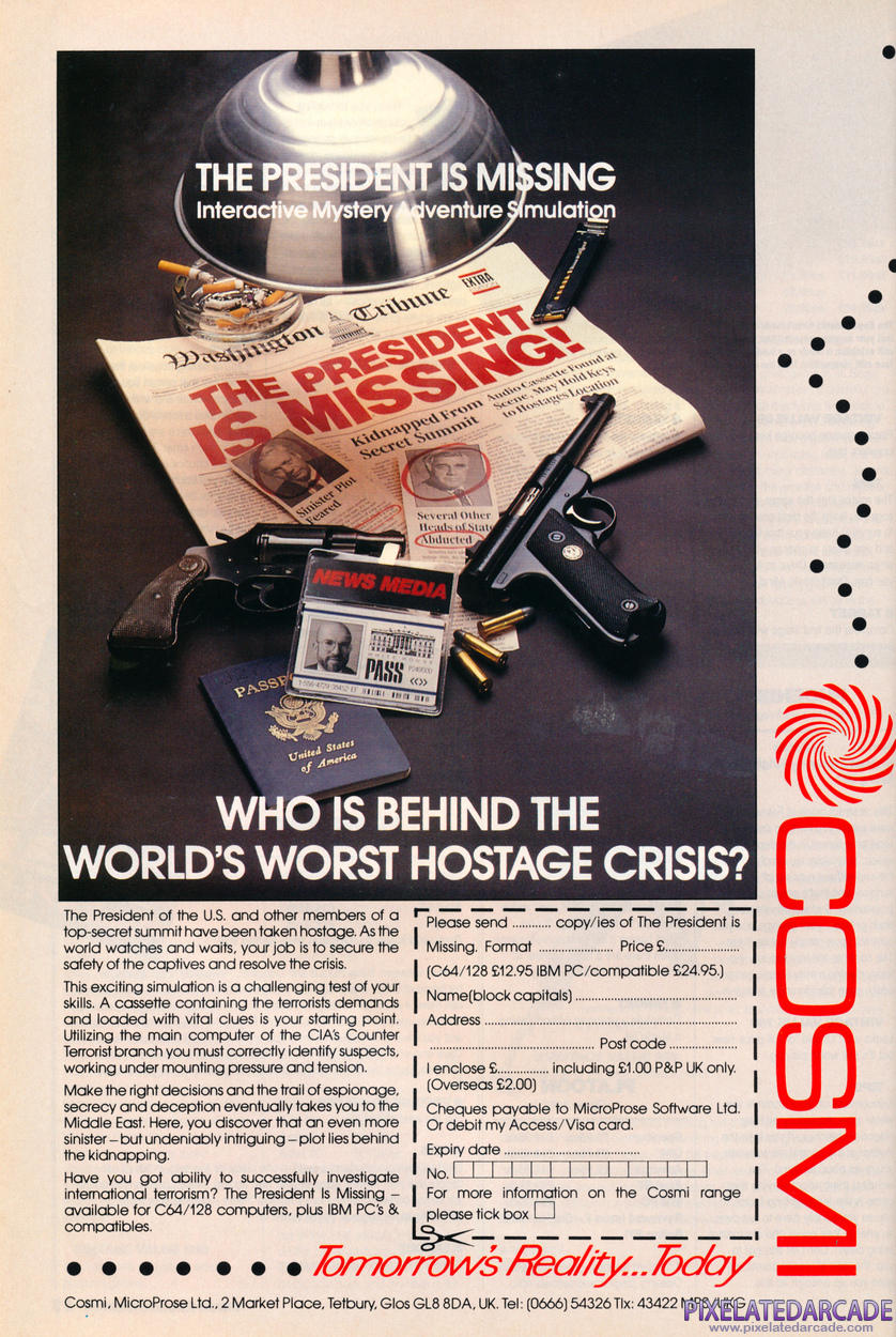 The President is Missing Advertisement: October 1988 magazine ad