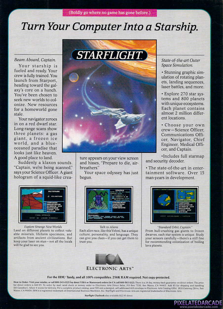 Starflight Advertisement: December 1986 magazine ad