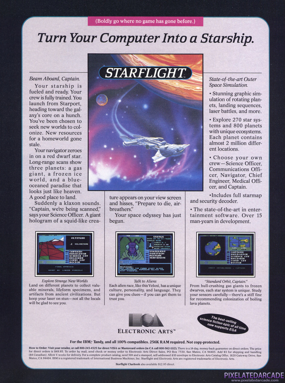Starflight Advertisement: February 1988 magazine ad