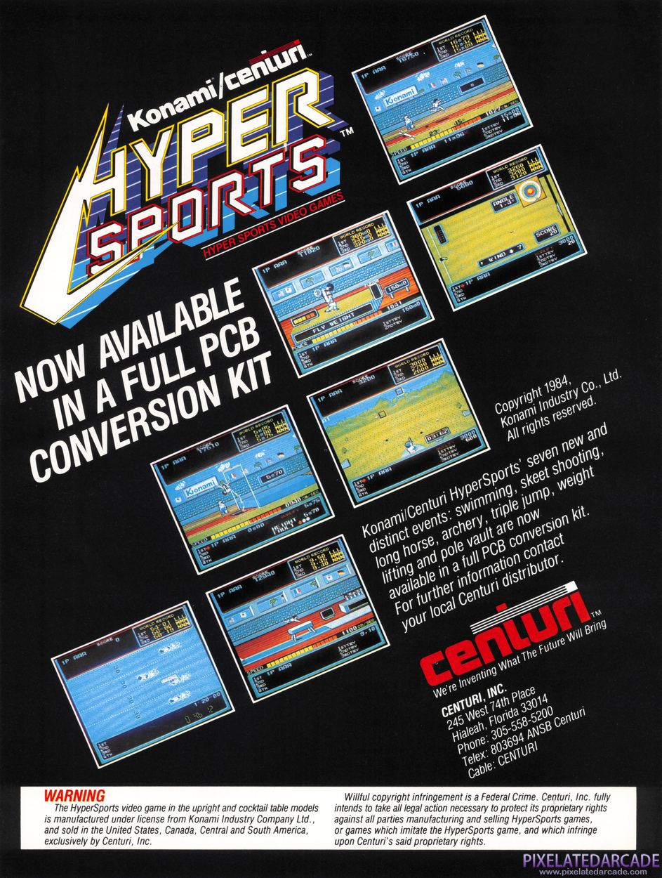 Hyper Sports Advertisement: Hyper Sports arcade flyer