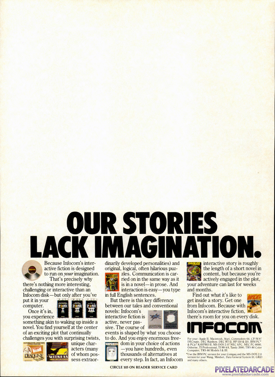 Seastalker Advertisement: Infocom November 1984 magazine ad