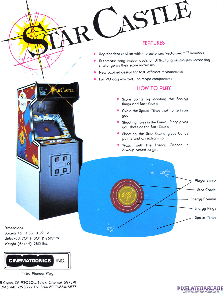 Star Castle Advertisement: Star Castle flyer - Back