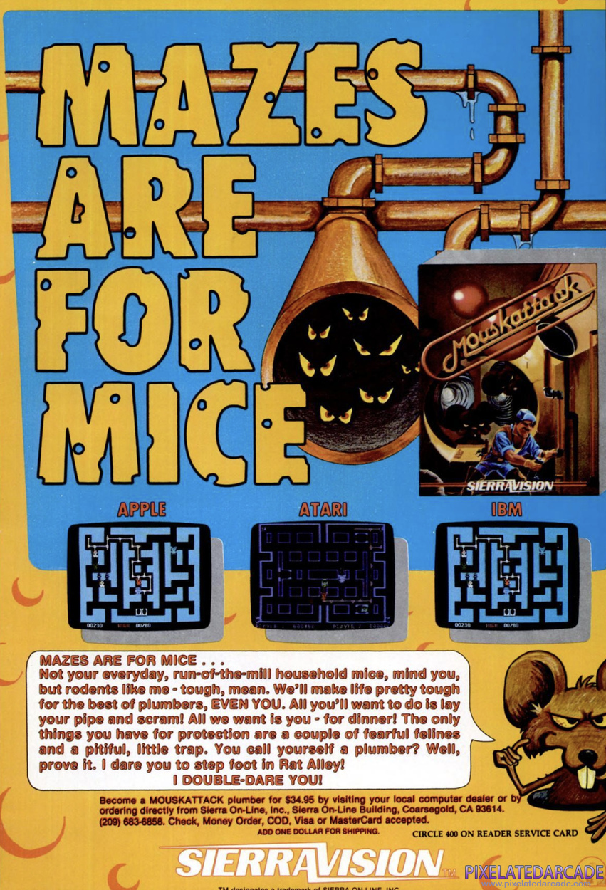 Mouskattack Advertisement: March 1983 magazine ad