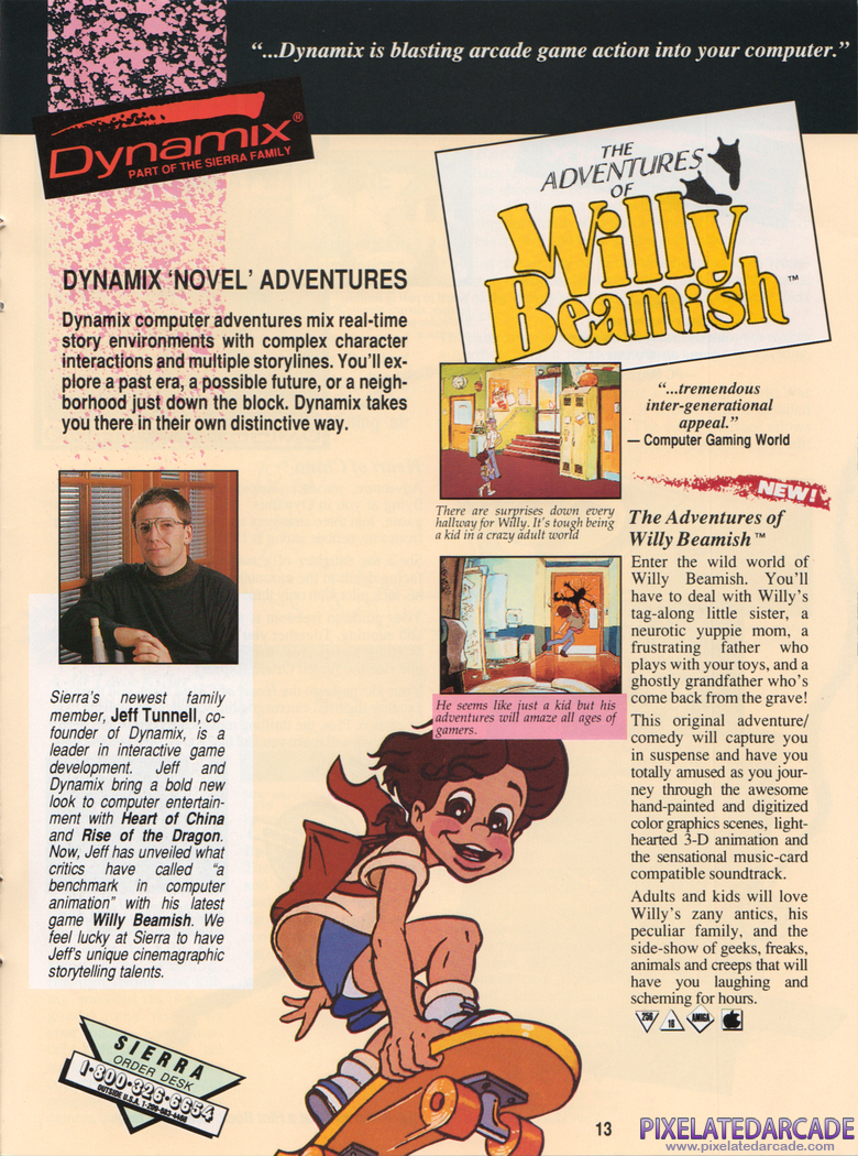 The Adventures of Willy Beamish Advertisement: Sierra 1991 product catalog