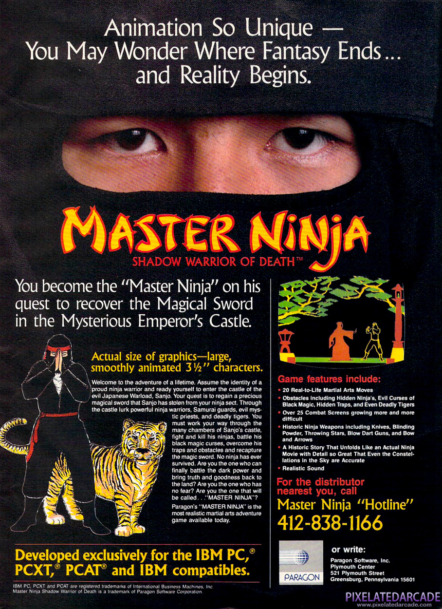 Master Ninja: Shadow Warrior of Death Advertisement: September 1987 magazine ad