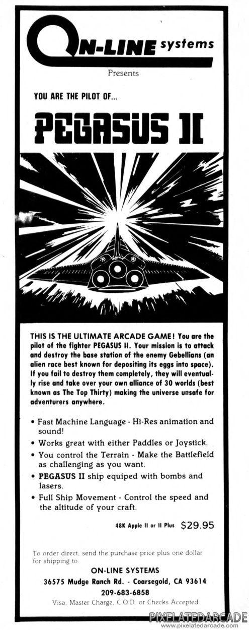 Pegasus II Advertisement: September 1981 magazine ad