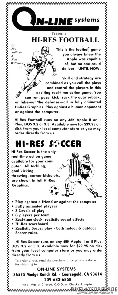 Hi-Res Football Advertisement: September 1981 magazine ad