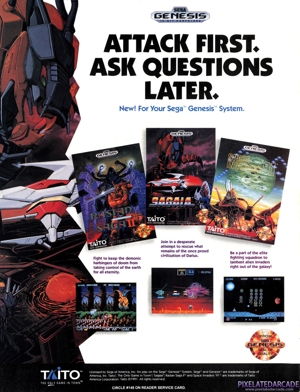 Sagaia Advertisement: Taito September 1991 magazine ad