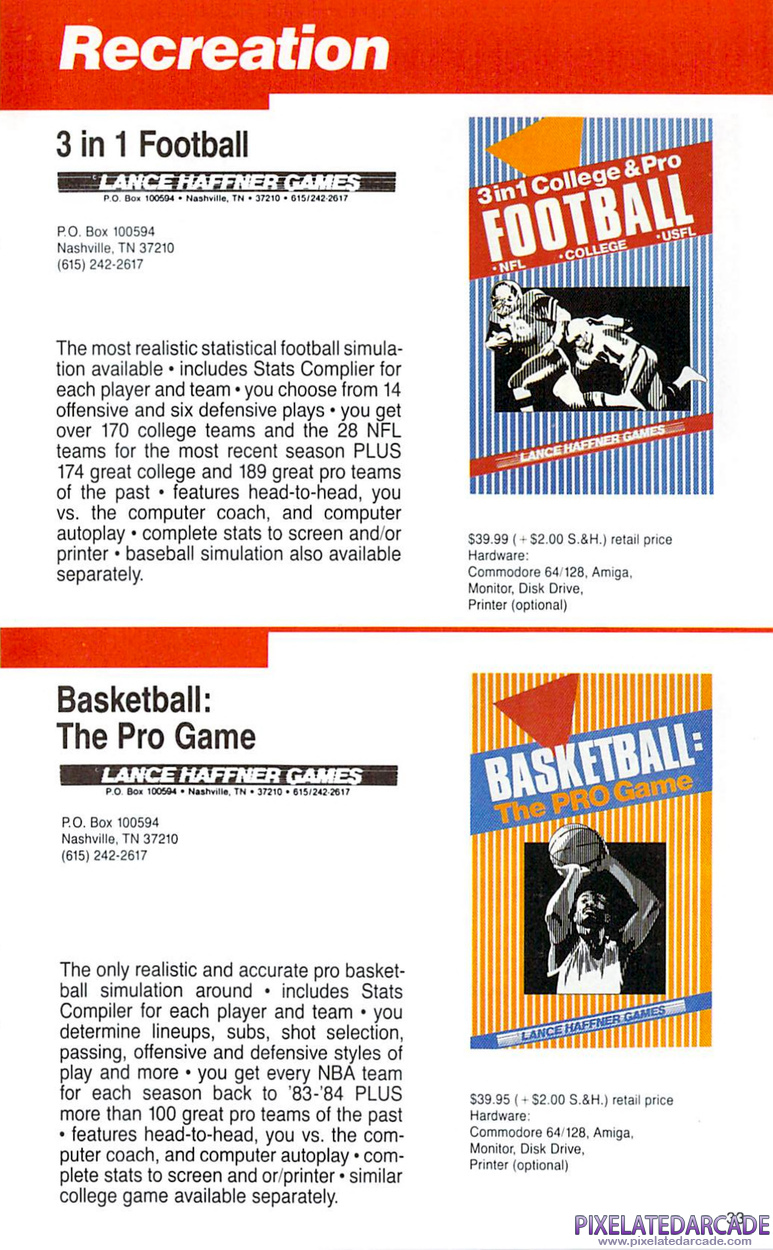 3 in 1 College & Pro Football Advertisement: Commodore Buyer's Guide to software & accessories Volume 3