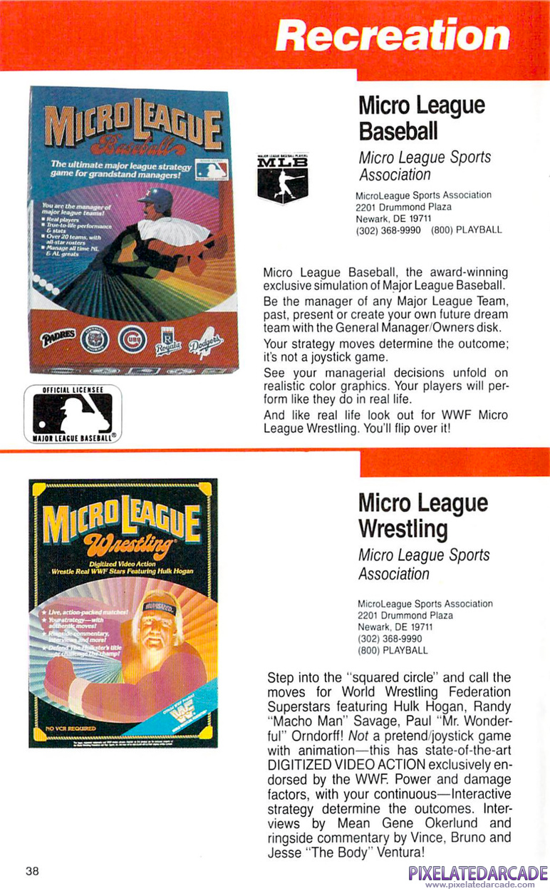 MicroLeague Baseball Advertisement: Commodore Buyer's Guide to software & accessories Volume 3