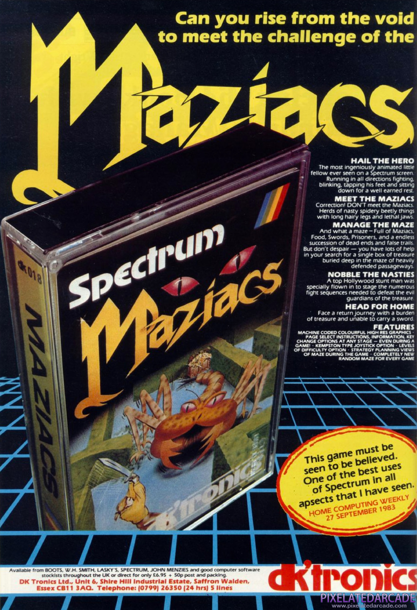 Maziacs Advertisement: December 1983 magazine ad