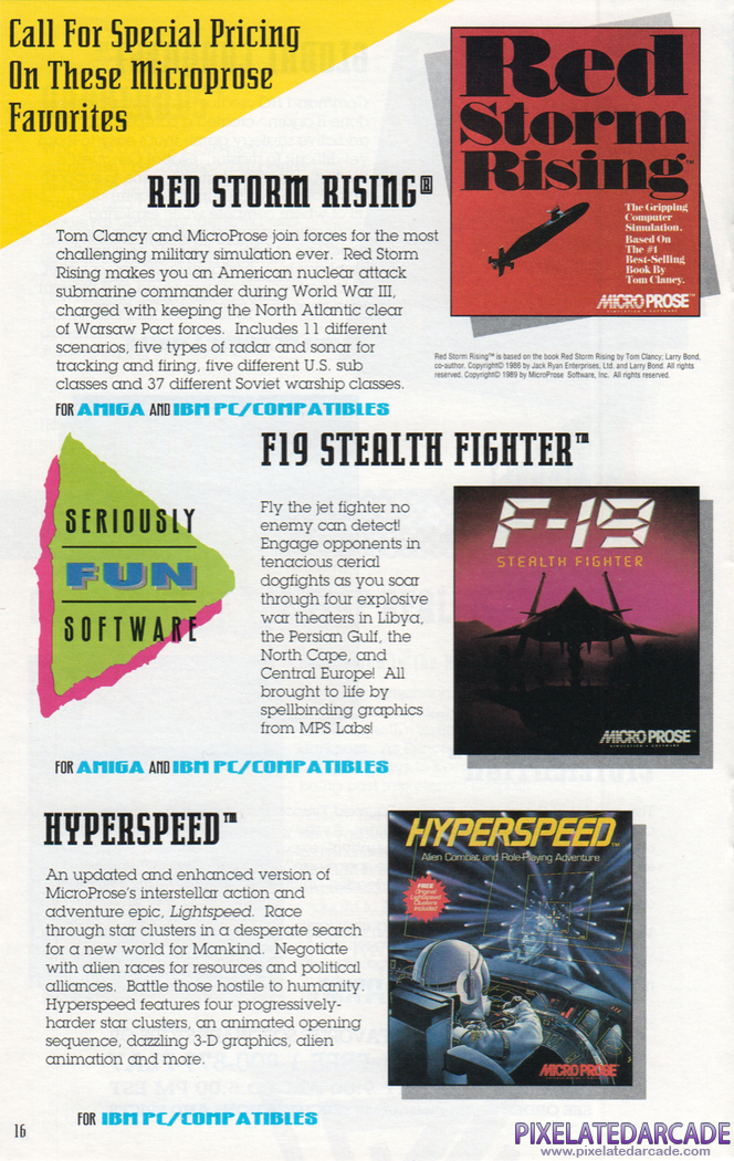 Red Storm Rising Advertisement: Microprose product catalog