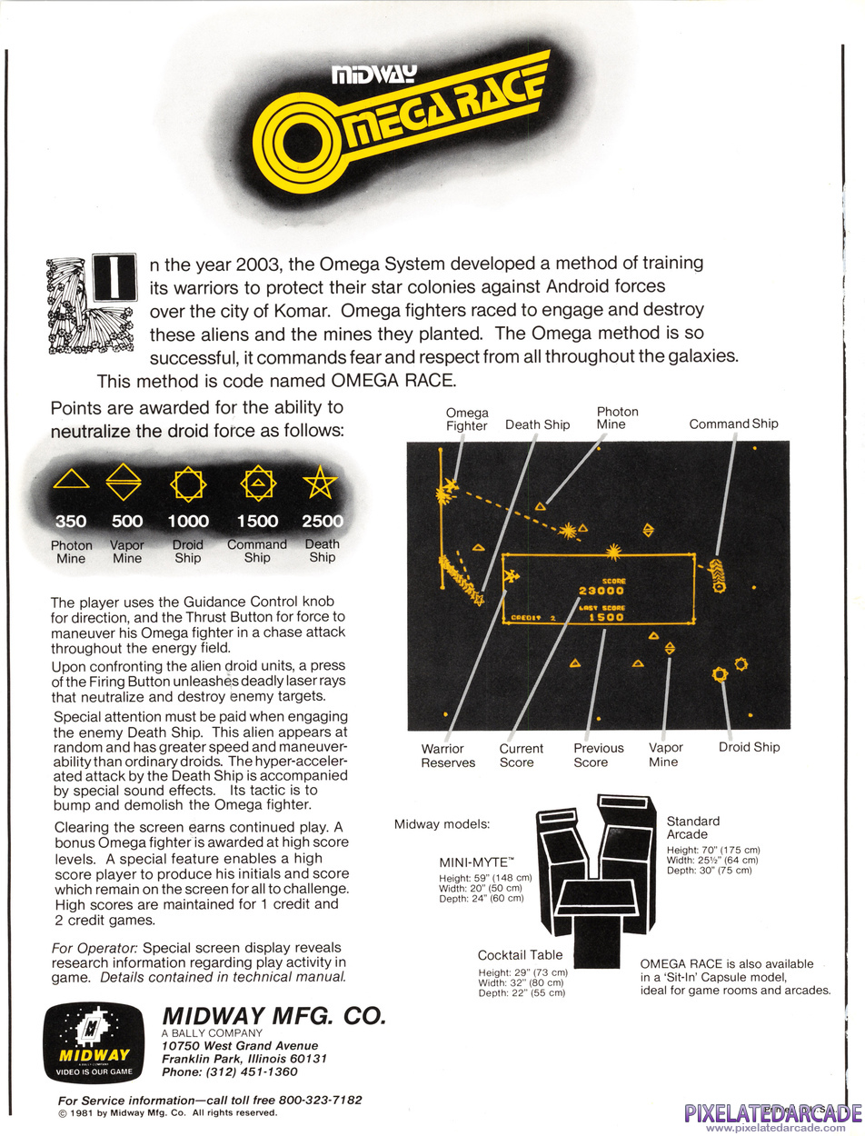 Omega Race Advertisement: Omega Race flyer - Back
