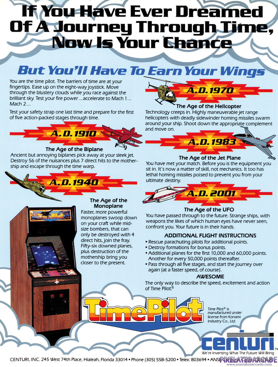 Time Pilot Advertisement: Time Pilot flyer - Back
