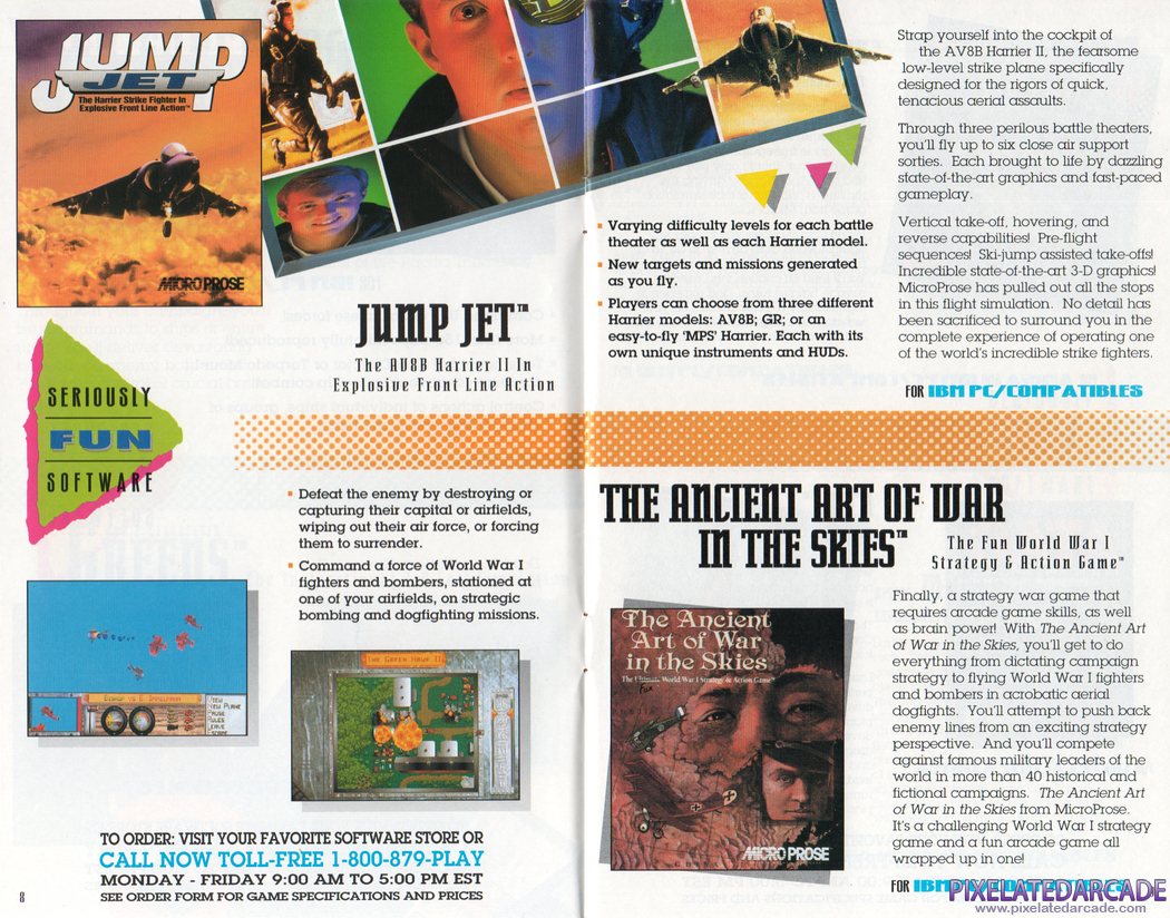 The Ancient Art of War in the Skies Advertisement: Microprose product catalog