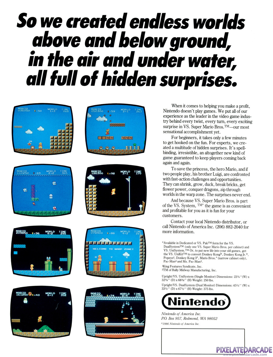 VS. Super Mario Bros. Advertisement: VS. Super Mario Bros. flyer - Back