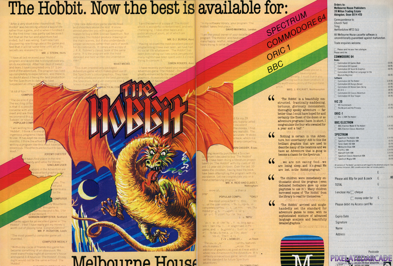 The Hobbit Advertisement: July 1984 magazine ad