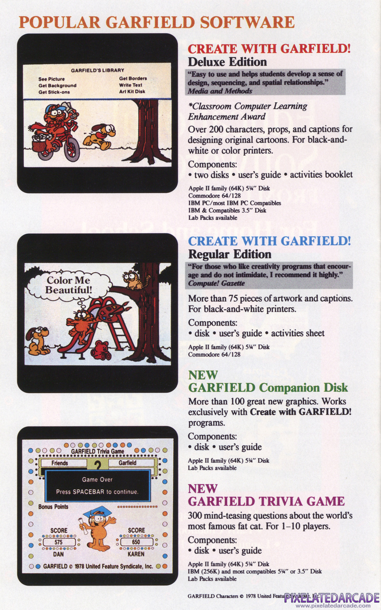 Garfield Trivia Game Advertisement: DLM, Inc. product catalog