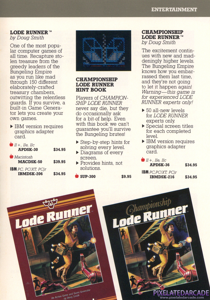 Lode Runner Advertisement: Brøderbund 1986 product catalog