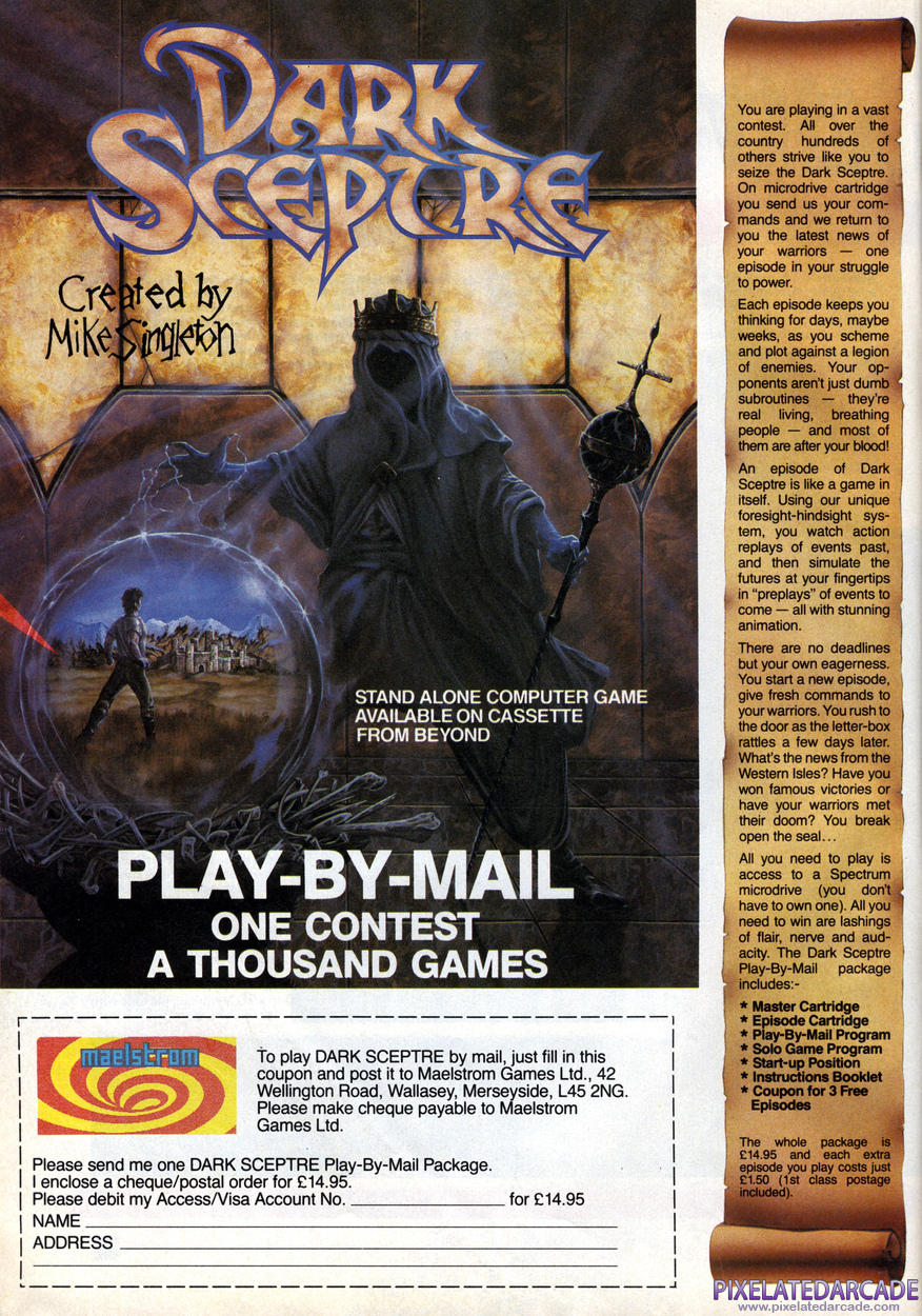 Dark Sceptre Advertisement: August 1986 magazine ad