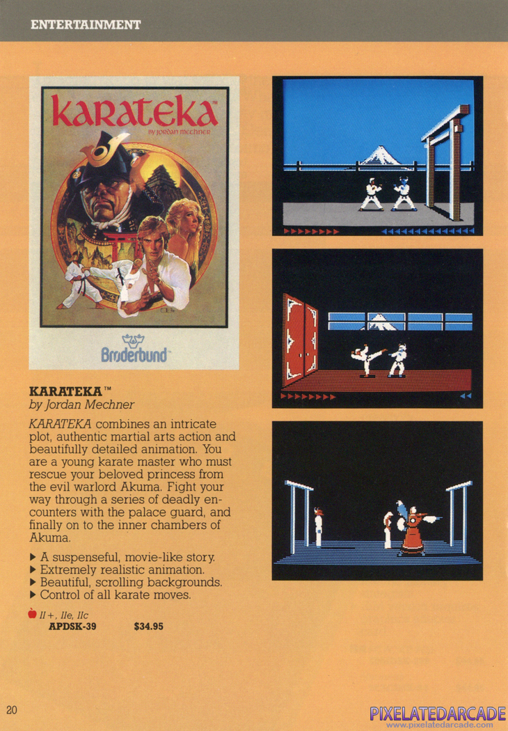 Karateka Advertisement: Br0derbund 1986 product catalog
