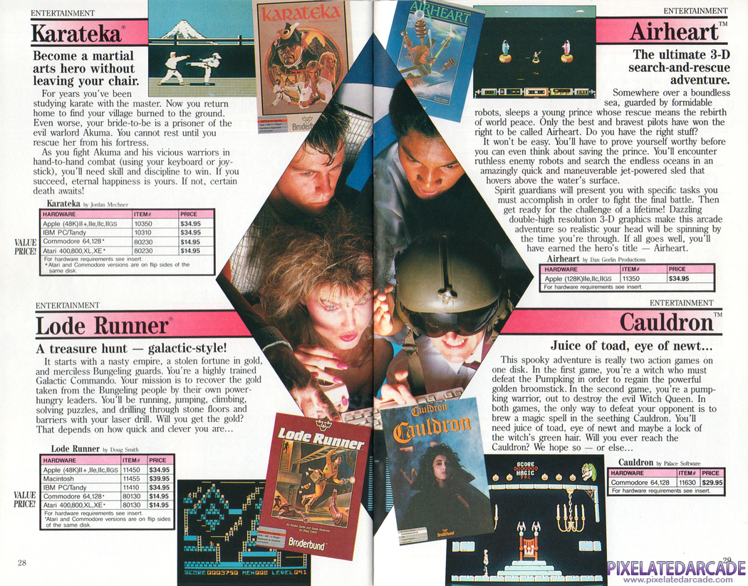 Karateka Advertisement: Br0derbund 1987-1988 product catalog