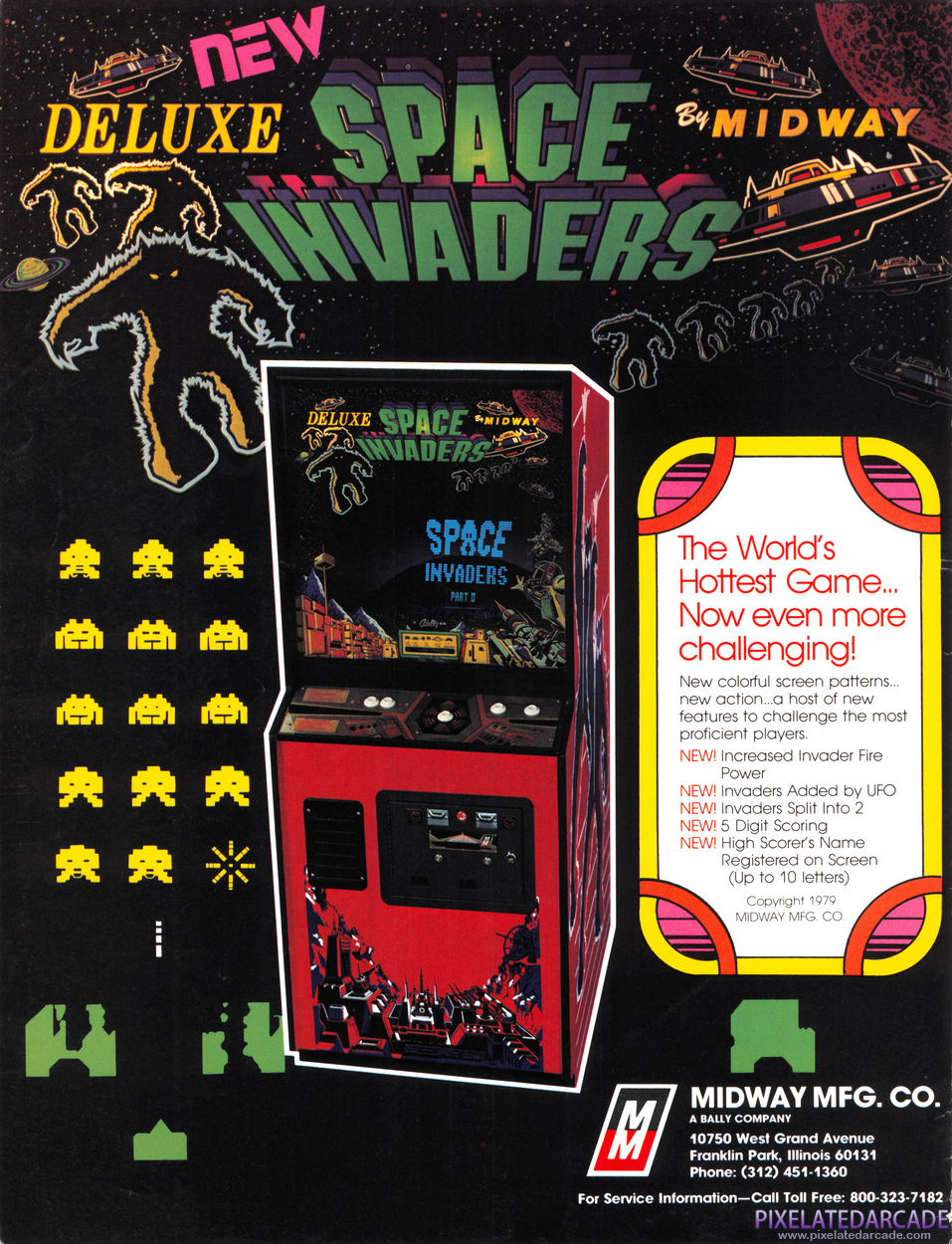 Deluxe Space Invaders Advertisement: Deluxe Space Invaders upright cabinet flyer