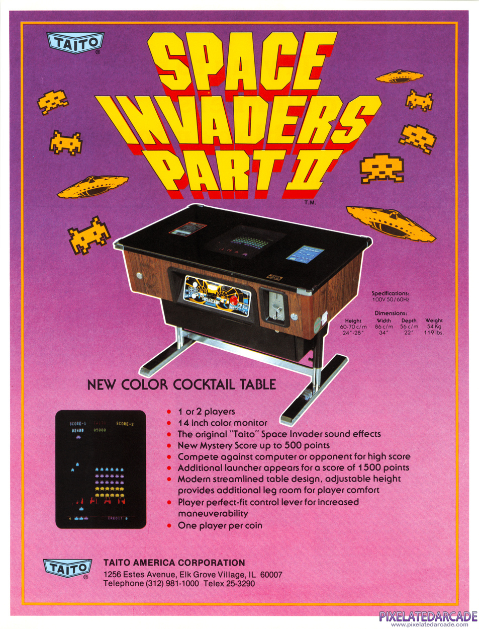 Deluxe Space Invaders Advertisement: Space Invaders Part II cocktail table flyer