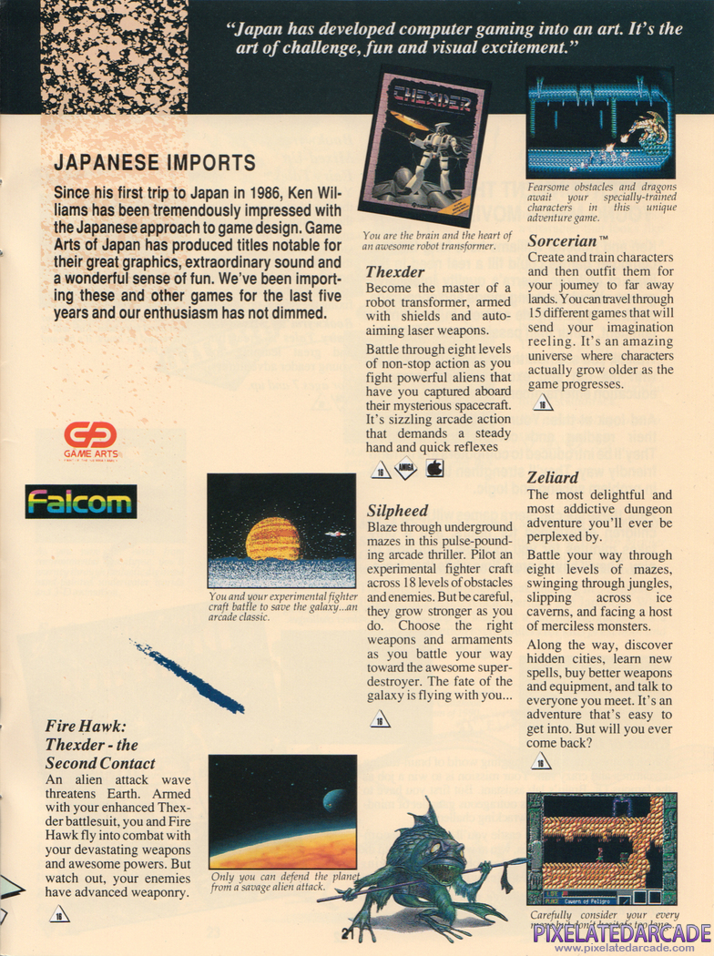 Zeliard Advertisement: Sierra 1991 product catalog