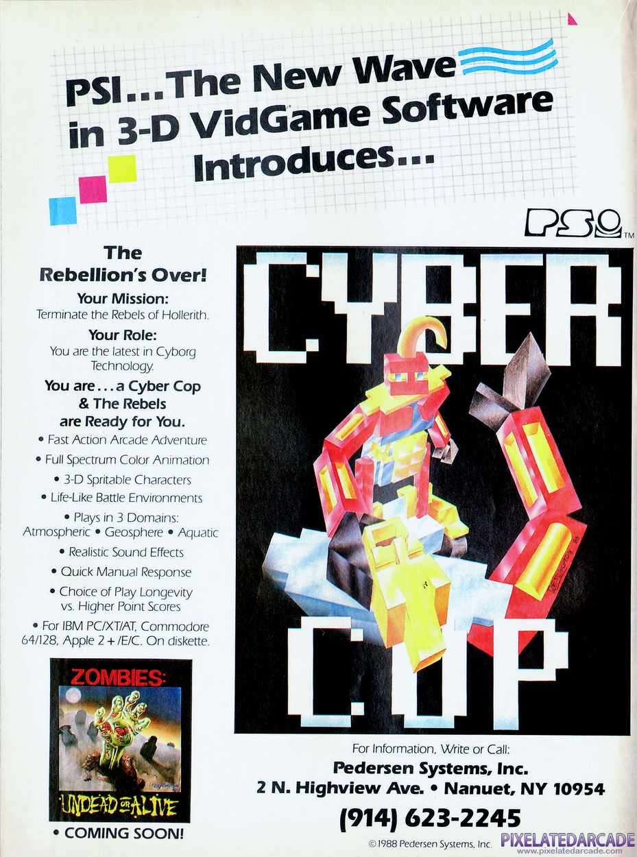 Cyber Cop Advertisement: December 1988 magazine ad