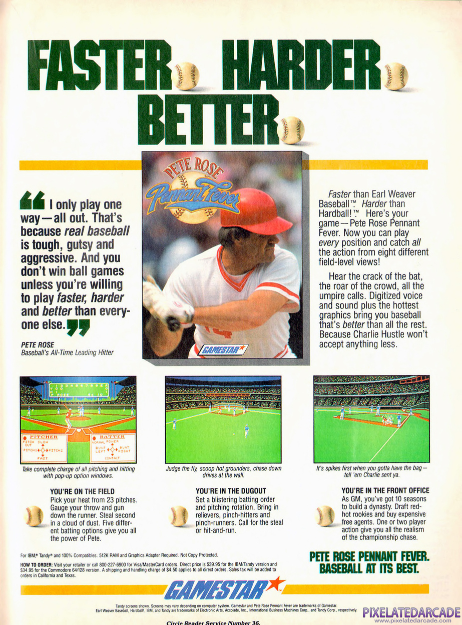 Pete Rose Pennant Fever Advertisement: December 1988 magazine ad