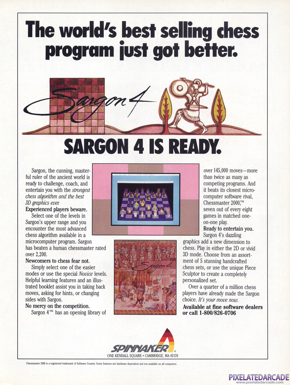Sargon 4 Advertisement: November 1988 magazine ad