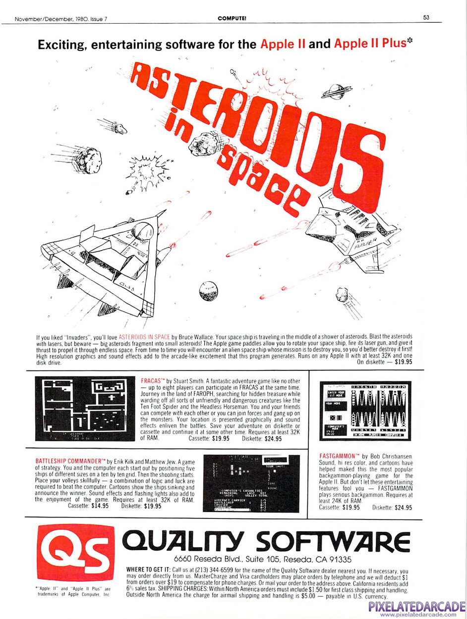 Asteroids in Space Advertisement: November 1980 magazine ad