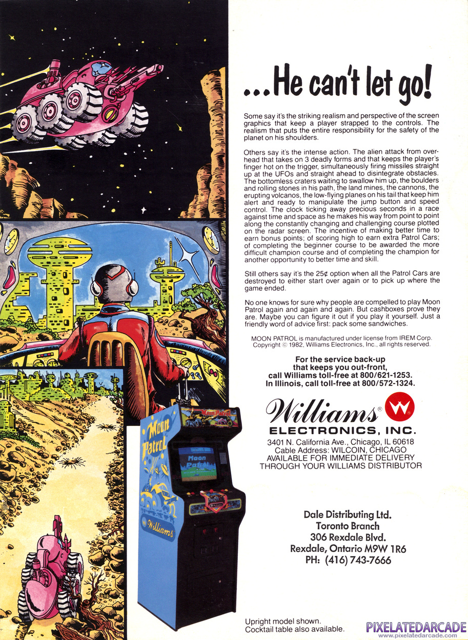 Moon Patrol Advertisement: Moon Patrol flyer - Back