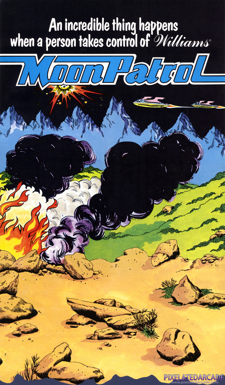 Moon Patrol Advertisement: Moon Patrol flyer - Front (Unfolded)