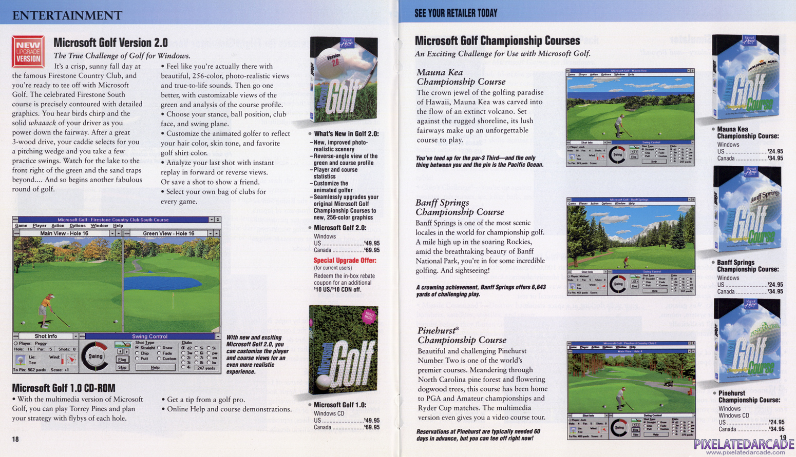 Microsoft Golf Version 2.0 Advertisement: Winter/Spring 1995 product catalog