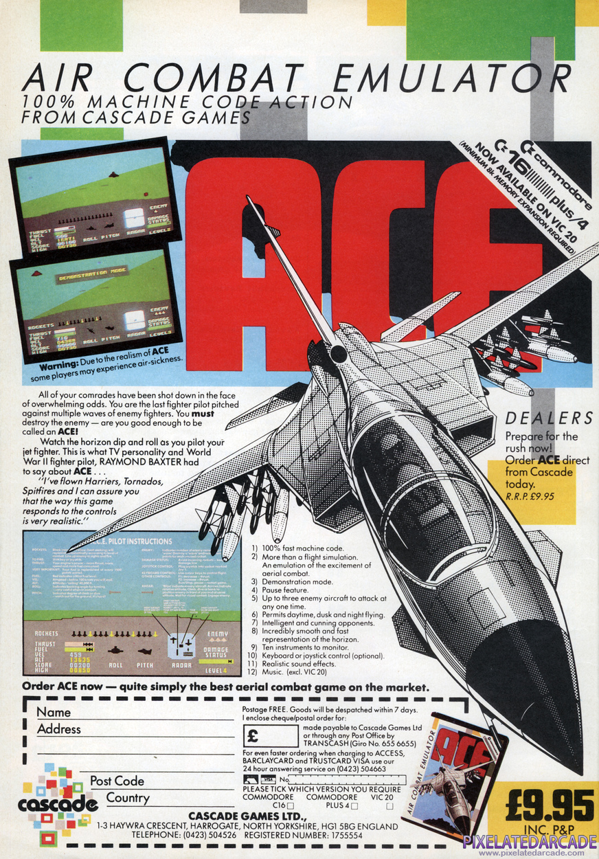 ACE: Air Combat Emulator Advertisement: April 1985 magazine ad
