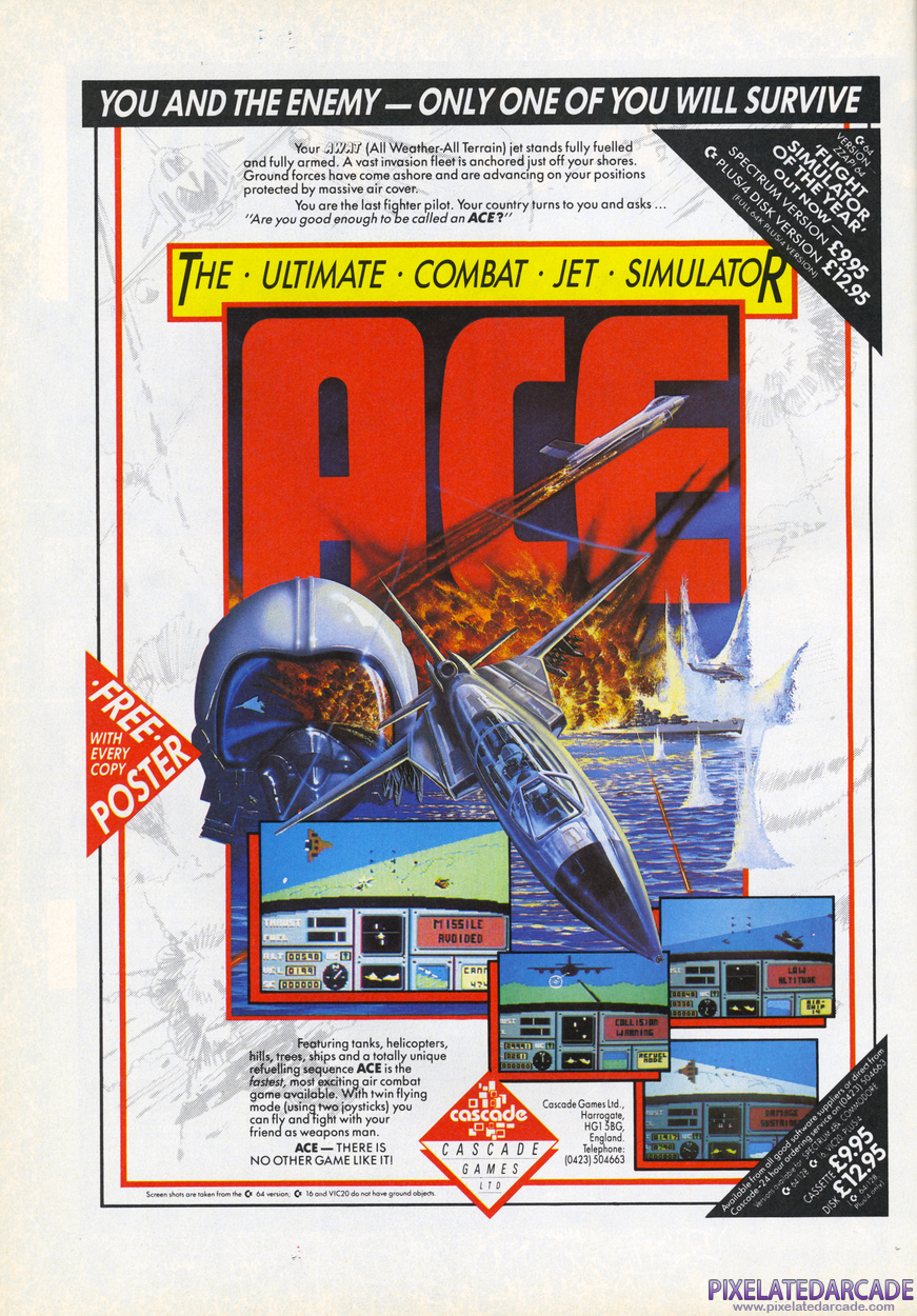 ACE: Air Combat Emulator Advertisement: July 1986 magazine ad