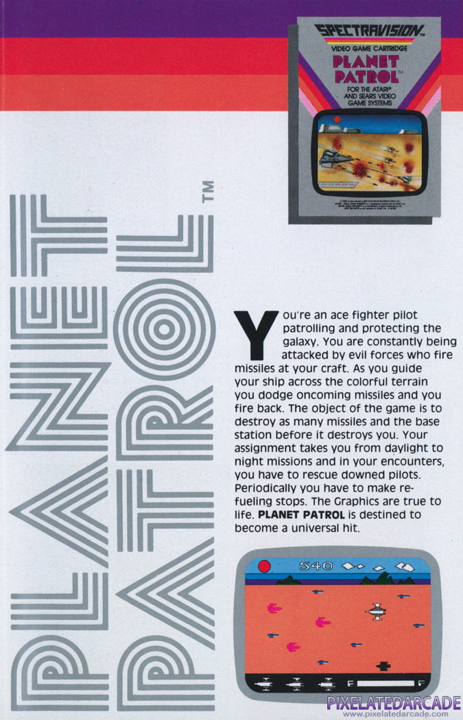 Planet Patrol Advertisement: Spectravision 1982 product catalog