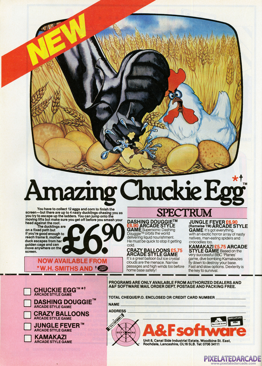 Chuckie Egg Advertisement: December 1983 magazine ad