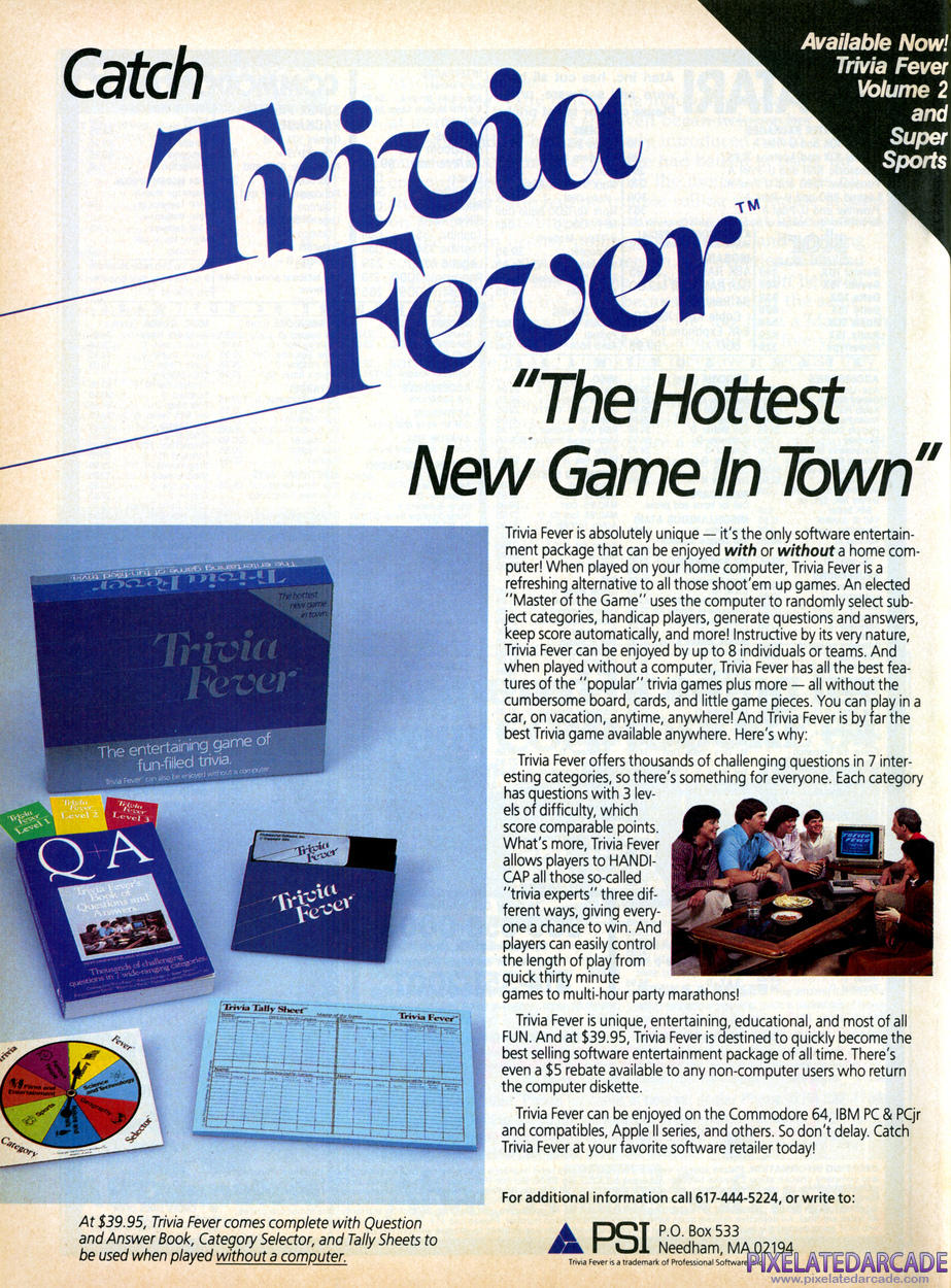 Trivia Fever Advertisement: March 1985 magazine ad